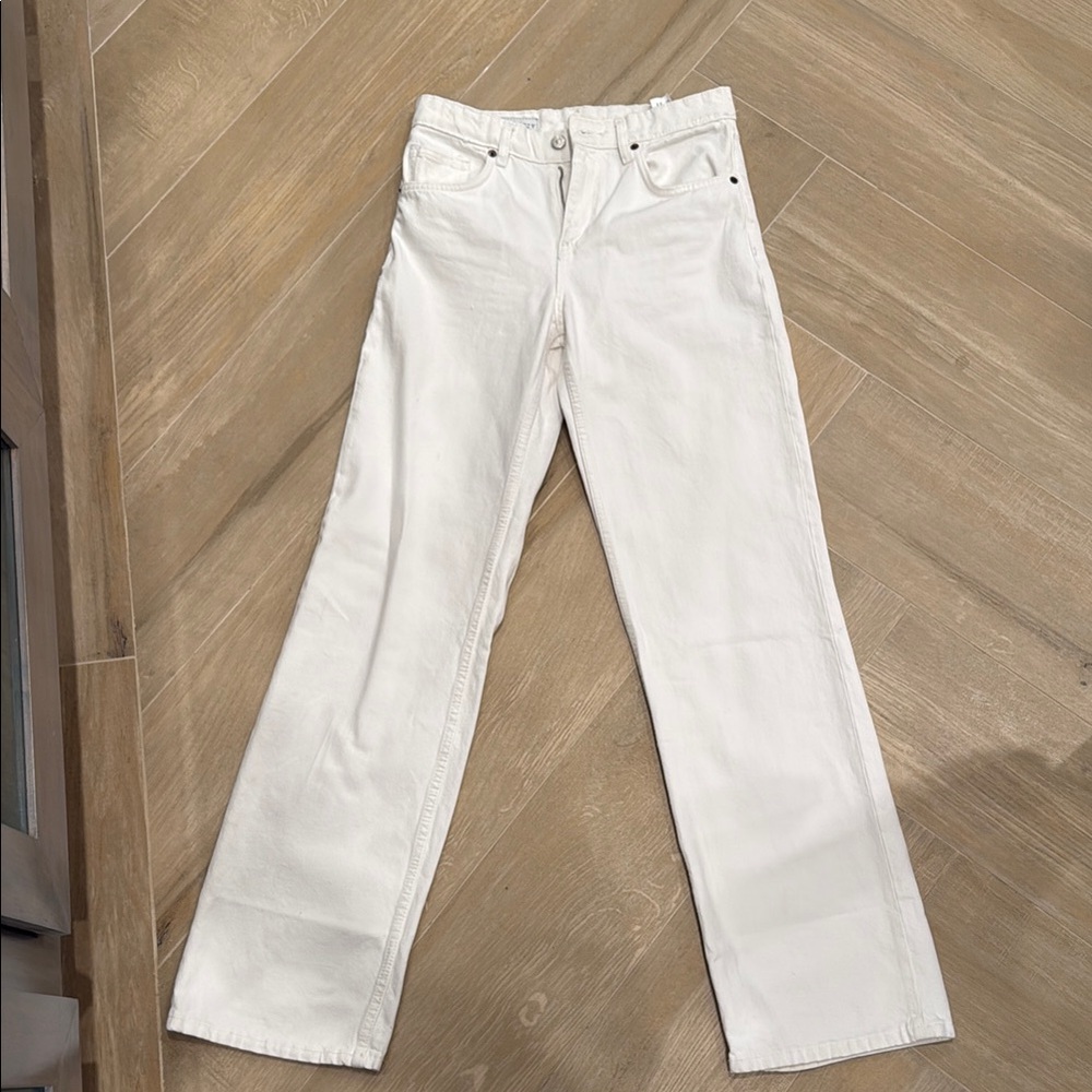 ZARA White Denim Wide-Leg Jeans